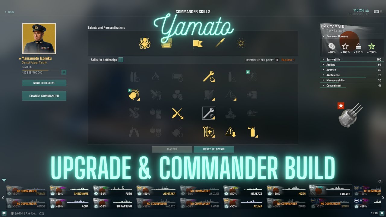 World of Warships - Yamato: Upgrade & Commander Build
