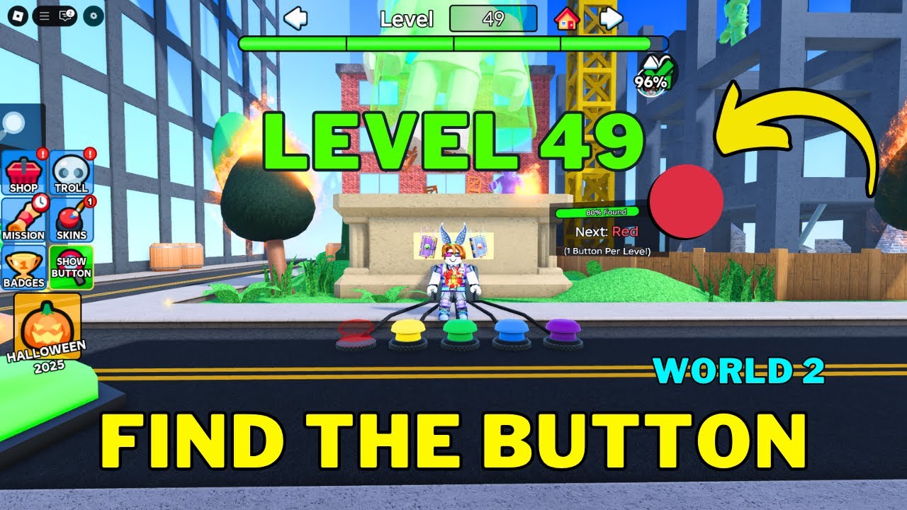 How To Complete Roblox Find The Button Level 46, 47, 48, & 49 | World 2