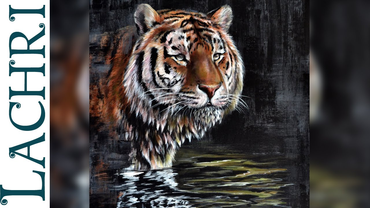 Speed Painting a tiger in Acrylic - Time Lapse Demo by Lachri