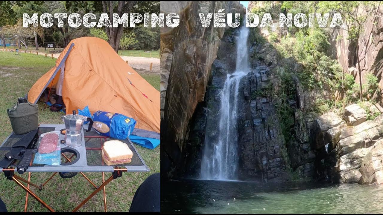 Moto acampamento na Cachoeira Véu da Noiva, Serra do Cipó/MG.