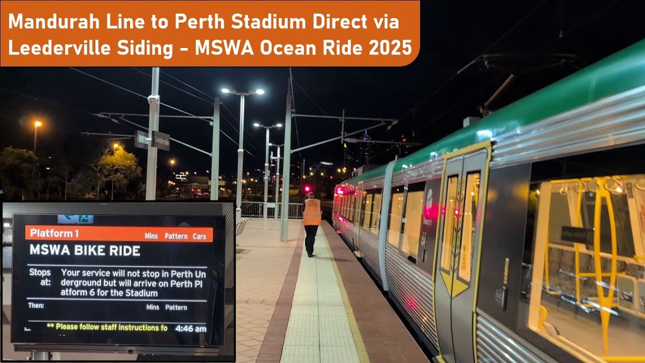 Mandurah Line to Perth Stadium Direct via Leederville Siding - MSWA Ocean Ride 2025