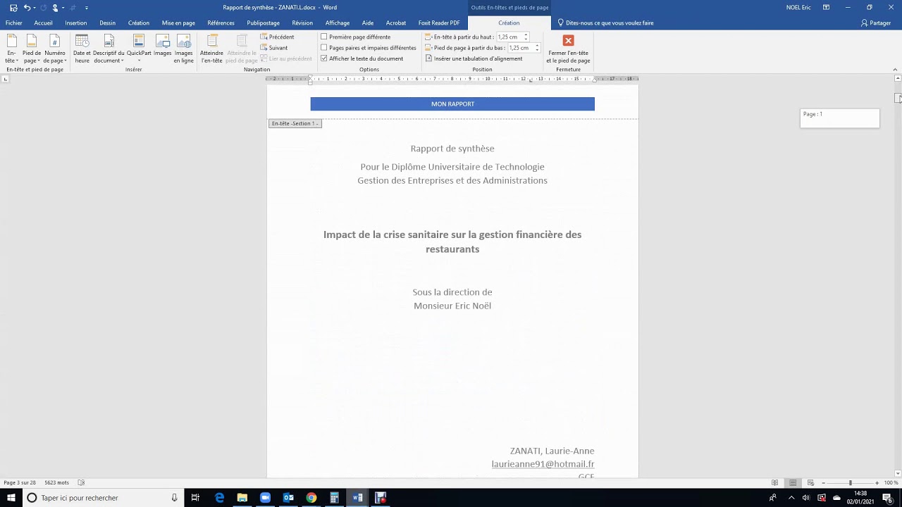 Vidéo 10  Saut de page Saut de section, en tête et pied de page, numérotation des pages