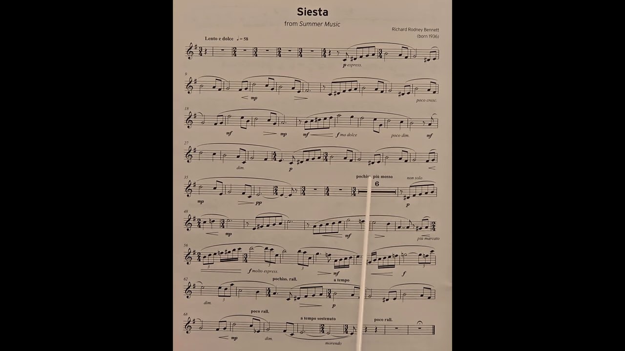 Siesta by Richard Rodney Bennett piano accompaniment at rehearsal speed