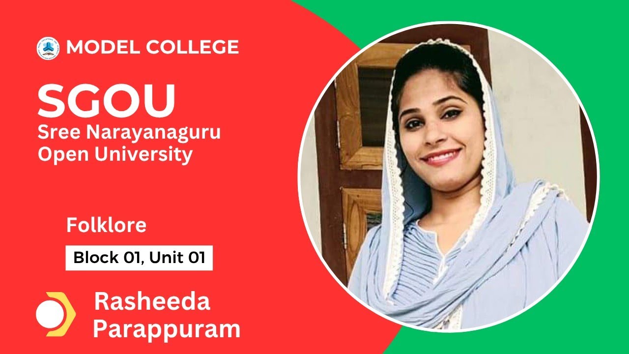 SGOU 3rd Sem MA Malayalam, Folklore, Block 01, Unit 01