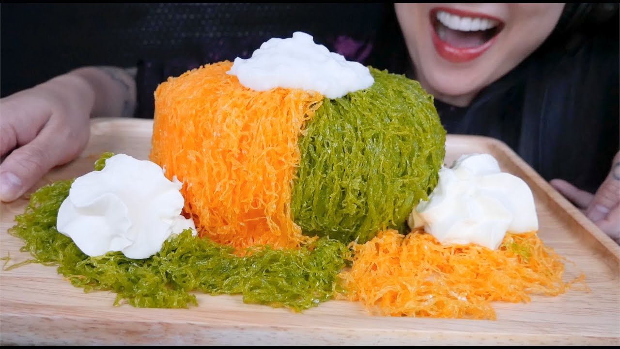FOY TONG CAKE (THAI DESSERT) ASMR EATING SOUNDS | LIGHT WHISPERS | SAS-ASMR