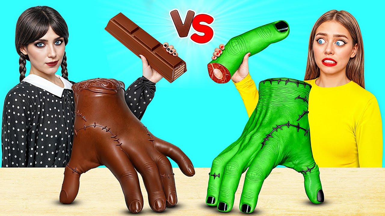 Челлендж. Шоколадная Еда vs Настоящая Еда с Уэнсдей Аддамс | Вкусные Рецепты c Choco DO