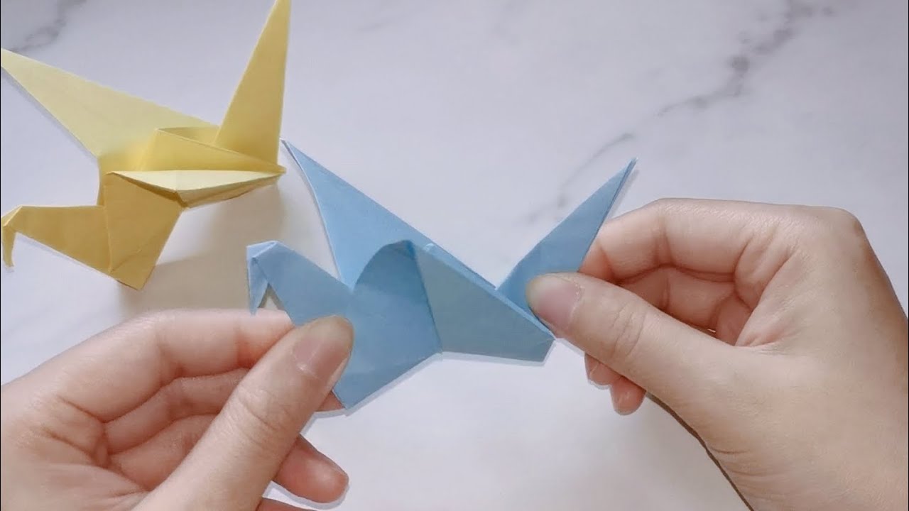 拍動翅膀的紙鶴😃 How to make an Origami Flapping Crane 😆