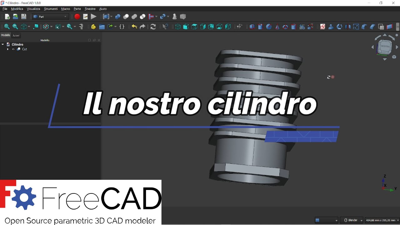 4 #freecad  #assembly Disegnamo il cilindro ed avviciniamoci all'assemblaggio