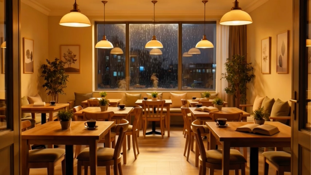 Late Night Rainy Café ☕ Smooth Jazz & Cozy Window Atmosphere for Focus, Study and Calm Evenings.