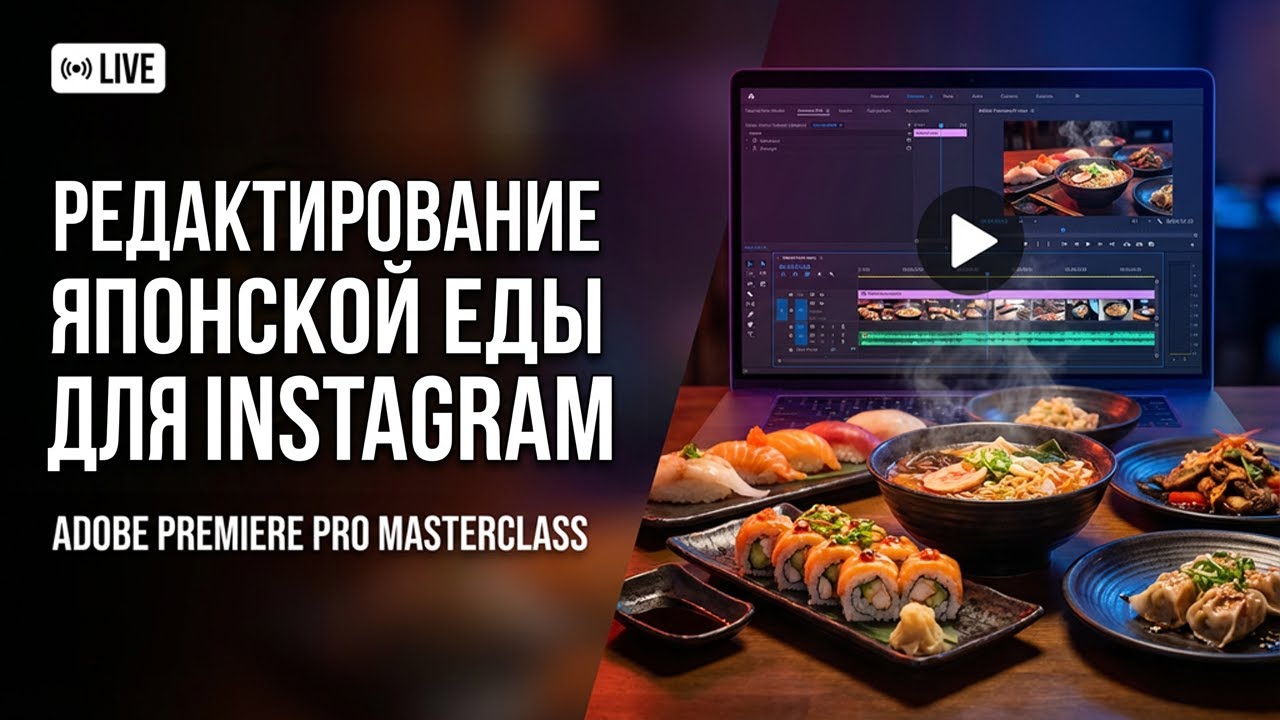 LIVE | Монтируем обзор японской кухни в Premiere Pro для Instagram