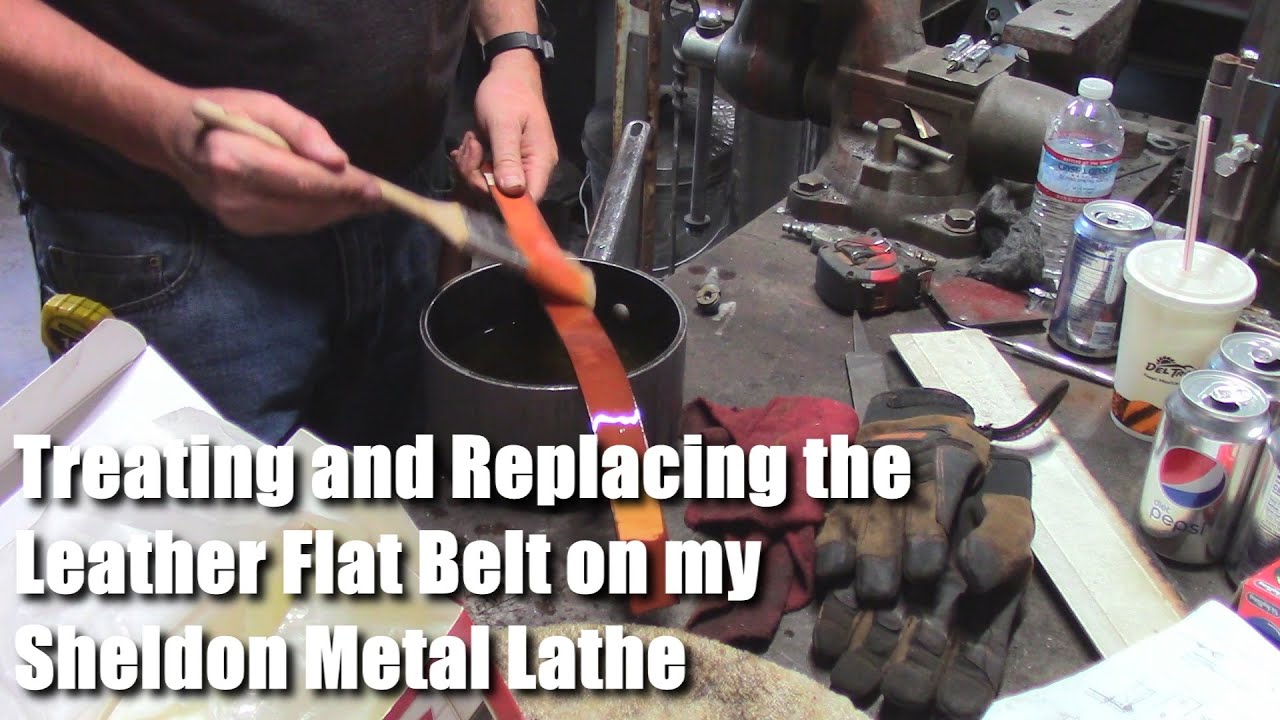 Treating and Replacing the Leather Flat Belt on my Sheldon Metal Lathe Video a Day 73 of 365