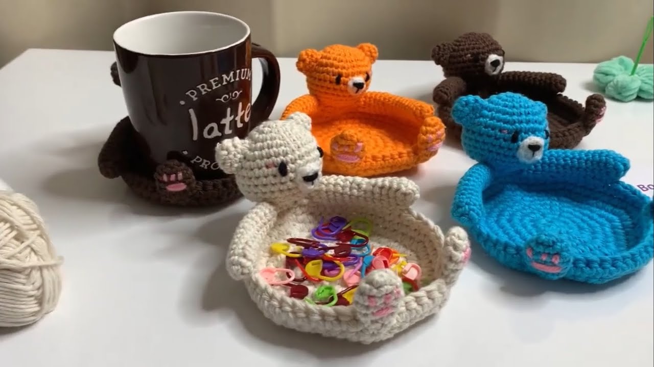 Подставка под чашку « Мишка» Вяжем крючком. 🧶