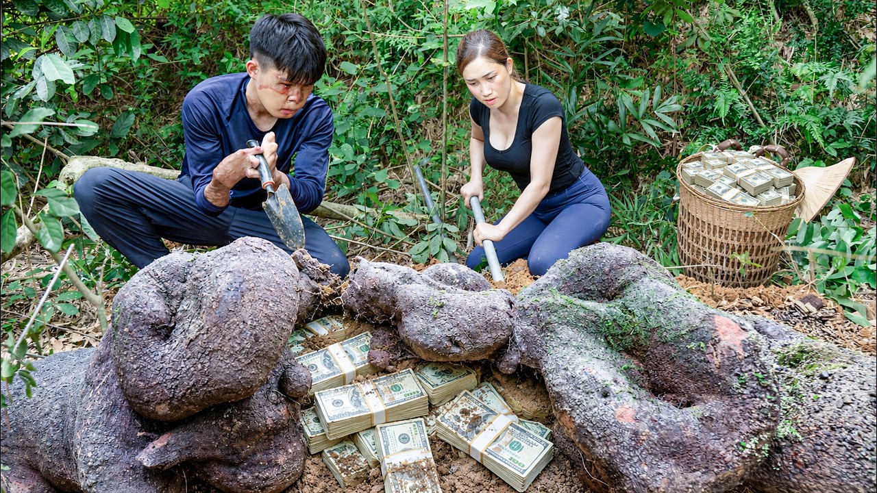 Harvesting 100kg Giant Bonsai Tree Root to Sell | Millions of Dollars Buried Under the Tree Root