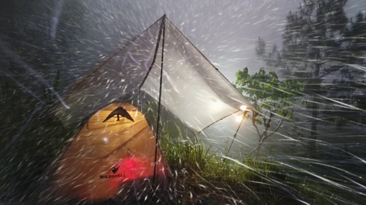 Setting Up Camp in Heavy Rain and Strong Wind | Alone in the Wild