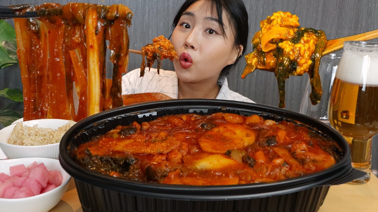 MUKBANG) 두찜 시래기찜닭 레전드..✨🍗 밥 두공기 싹싹 비벼 순삭 먹방 Jjimdak braised chicken real sound asmr eating