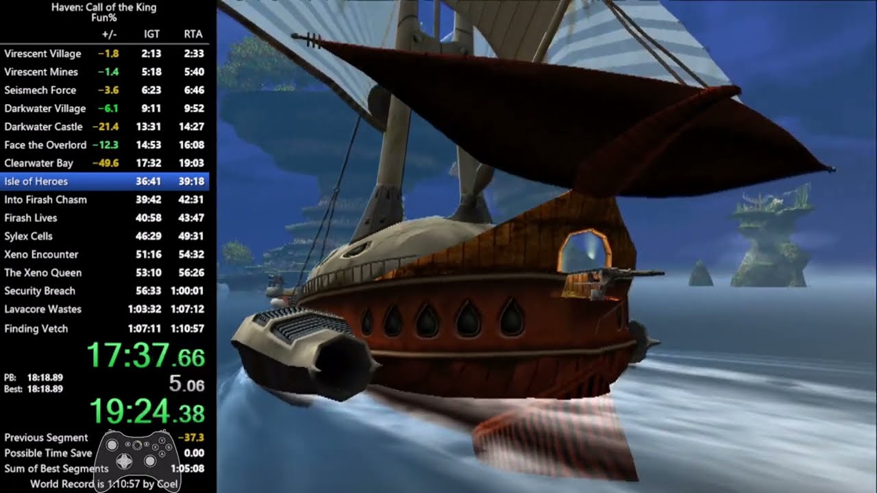 (1:09:12.369) Haven: Call of the King Fun% Speedrun