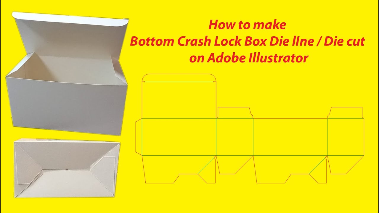 How to Make Bottom Crash Lock / Auto Lock Box Die line / Die cut on Adobe Illstrator