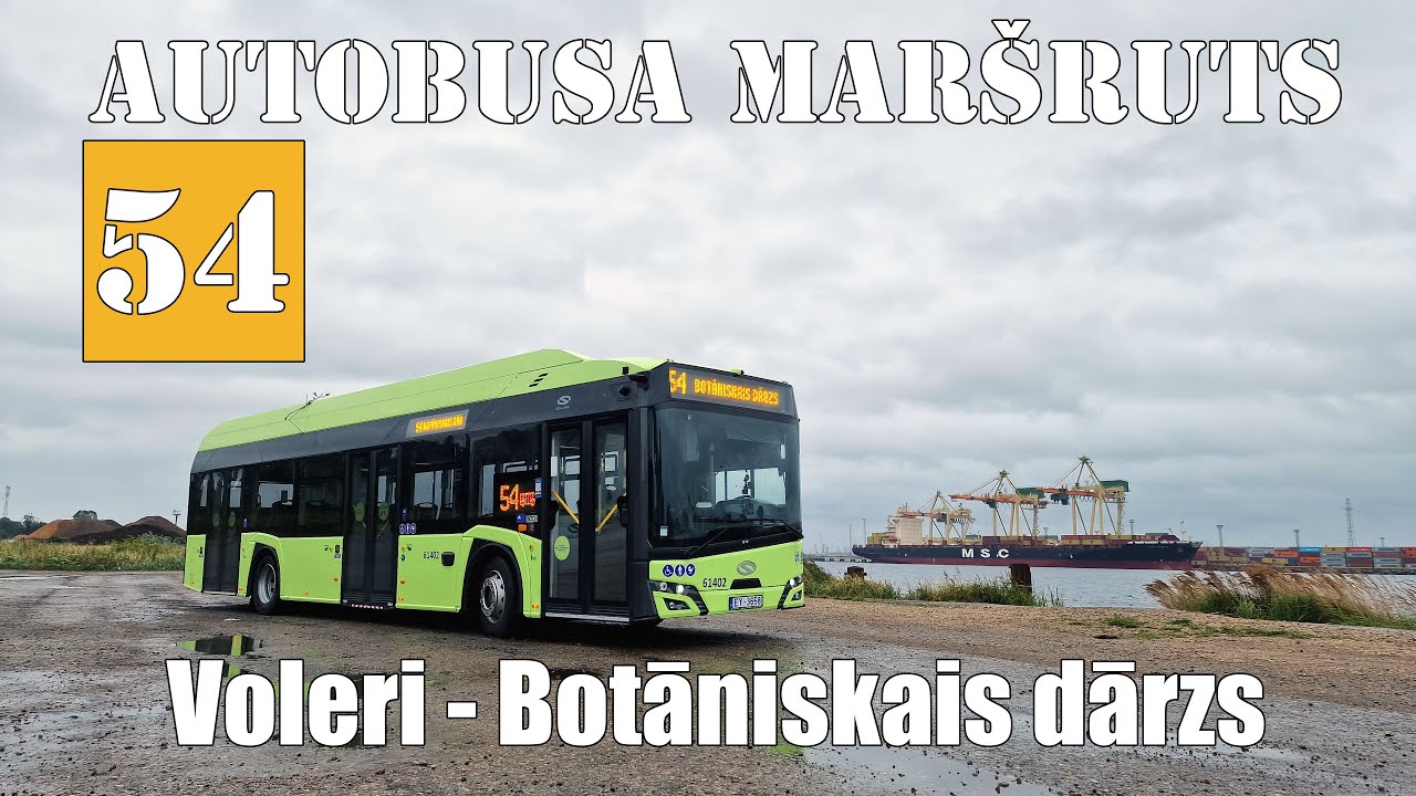 Rīga, Autobusa maršruts №54, Voleri - Botāniskais dārzs. Timelapse 2x. 2025