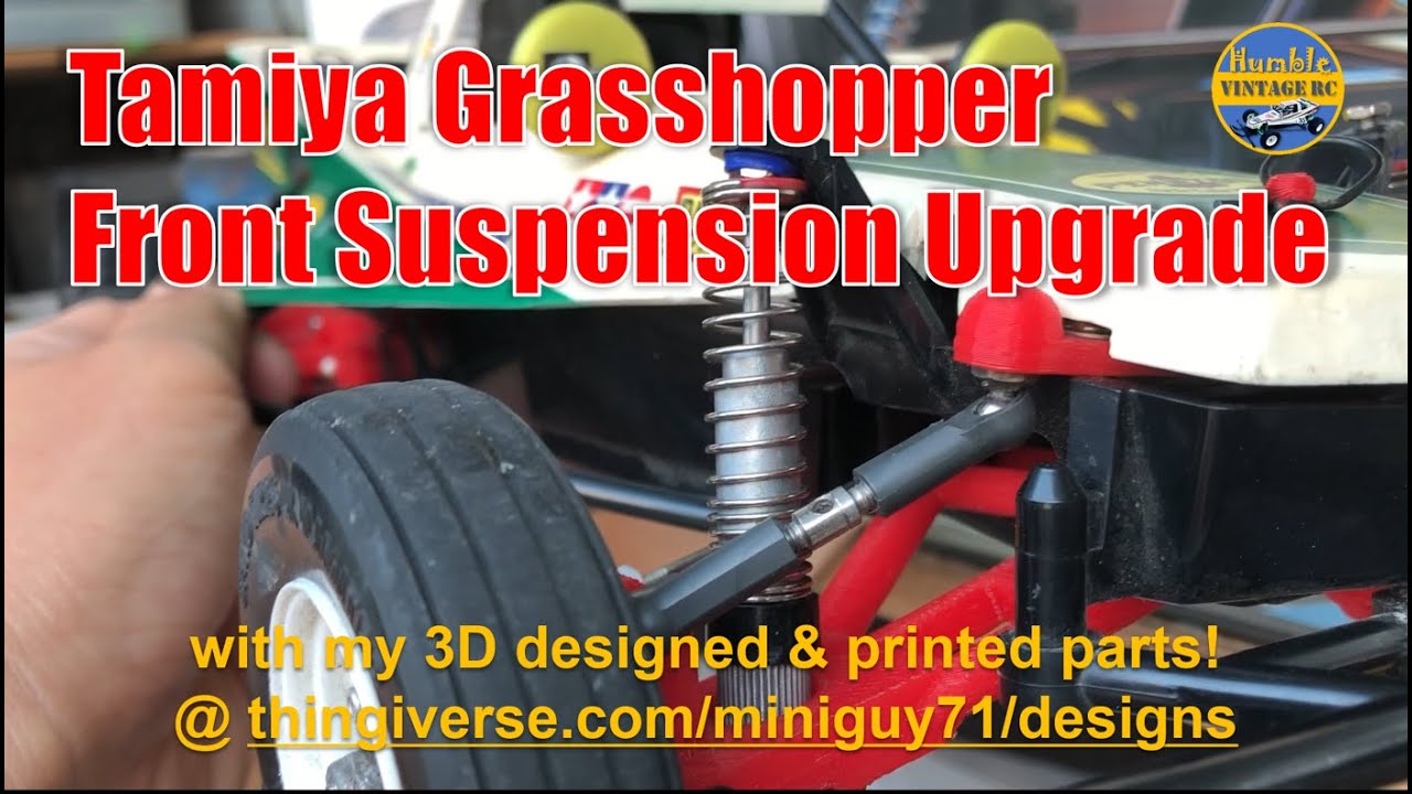 Tamiya Grasshopper front suspension arm upgrade, to use vintage oil damper, which adds vintage look!