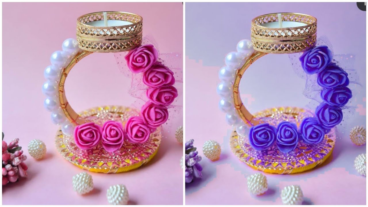 Diwali decoration crafts | Tealight candle holder decoration ideas | Diya stand diy