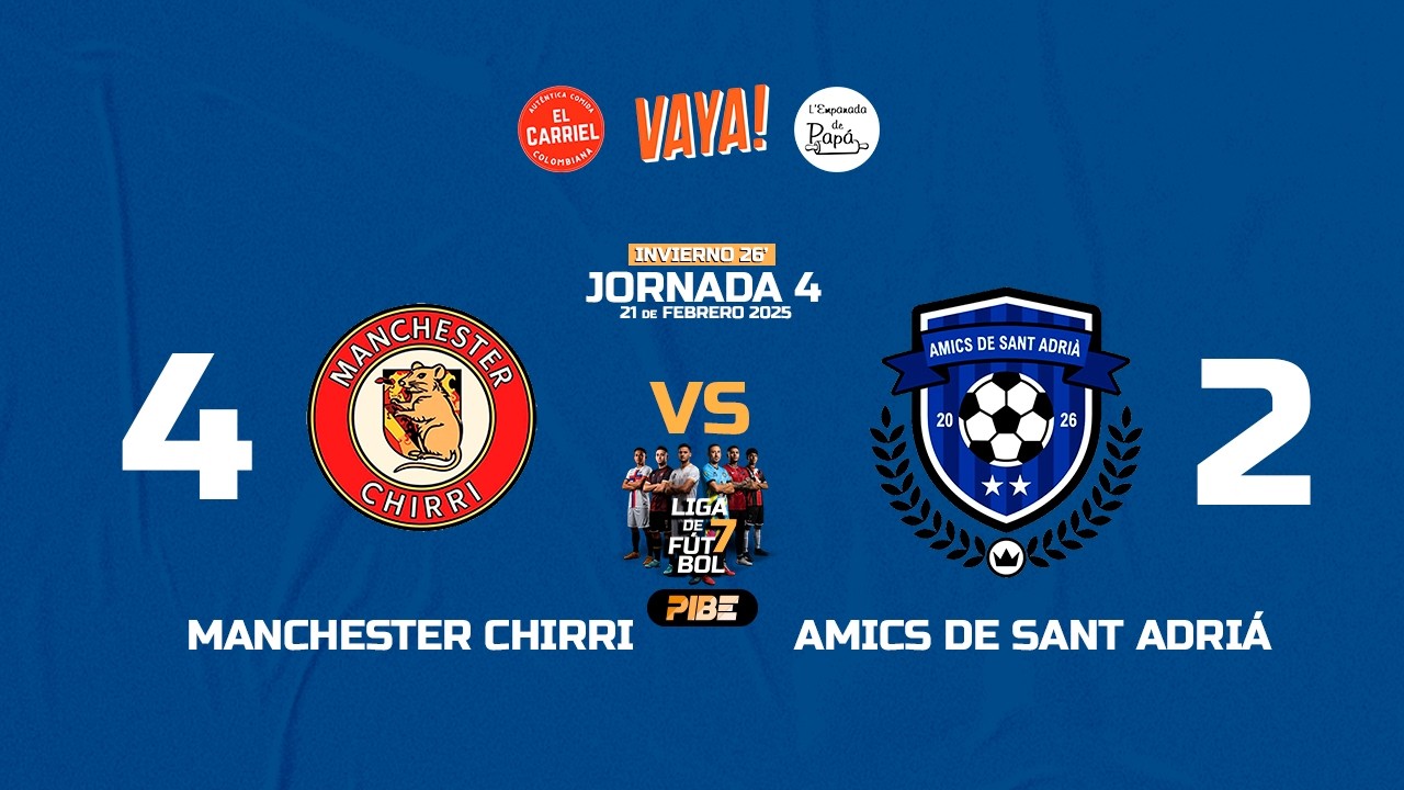Manchester Chirri 4 • Amics de Sant Adriá 2 l Jornada 4 Ligas PIBE 🟠⚫️ Invierno 2026