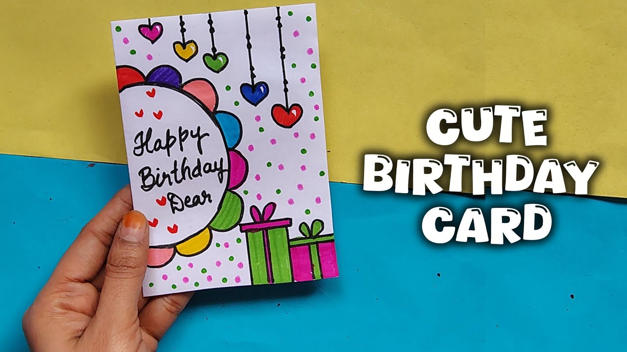 White Paper Birthday Greeting Card🥰Last Minute Birthday Card/How to make birthday card/no glue card