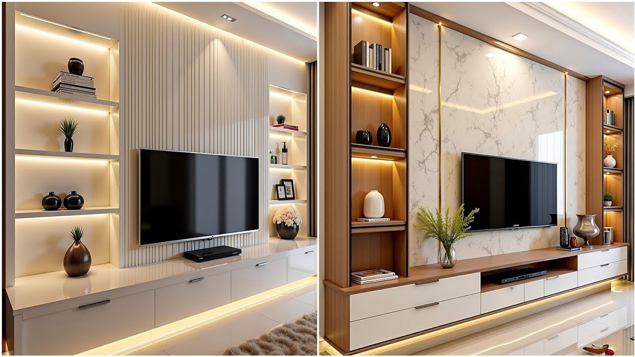 100 Elegant Modern TV Cabinet & Wall Unit Designs for Living Rooms 2026 | Home Interior Ideas