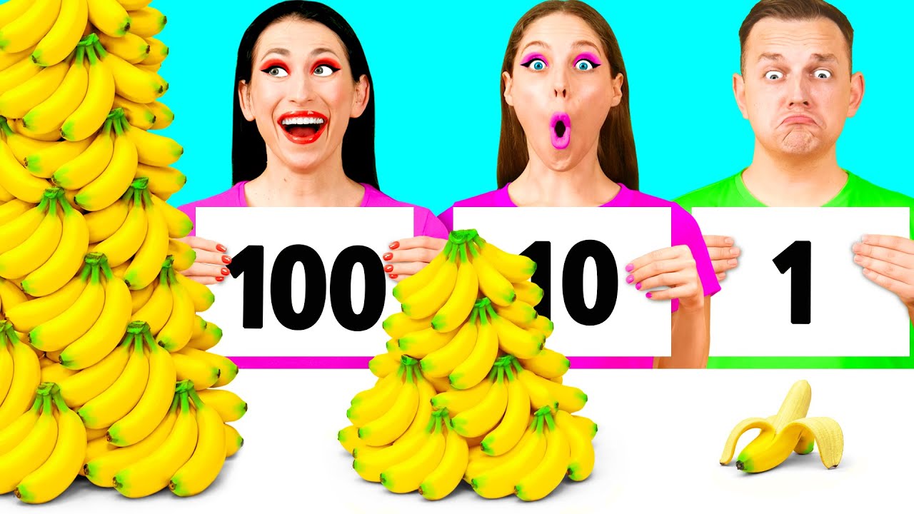 100 Слоев Еды Челлендж | Удивительные Лайфхаки и Хитрости от BaRaDa Gold Challenge