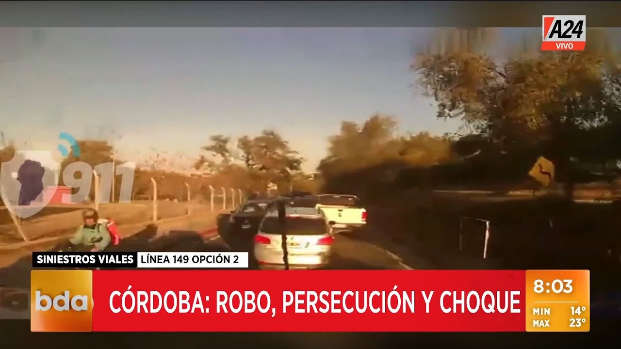 Espectacular robo, persecución, choque e intento de fuga en Córdoba I A24