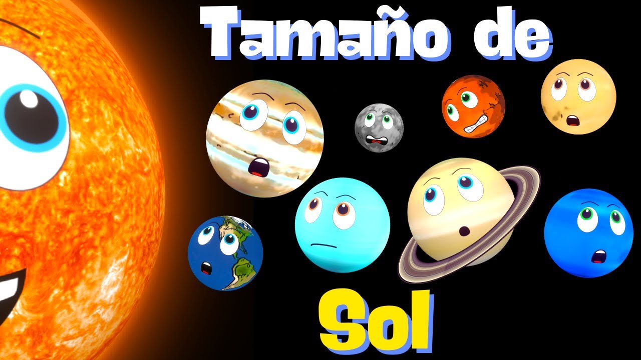 La comparaci&oacute;n del tama&ntilde;o del sol. Planetas para ni&ntilde;os. Comparaci&oacute;n del tama&ntilde;o del sistema solar