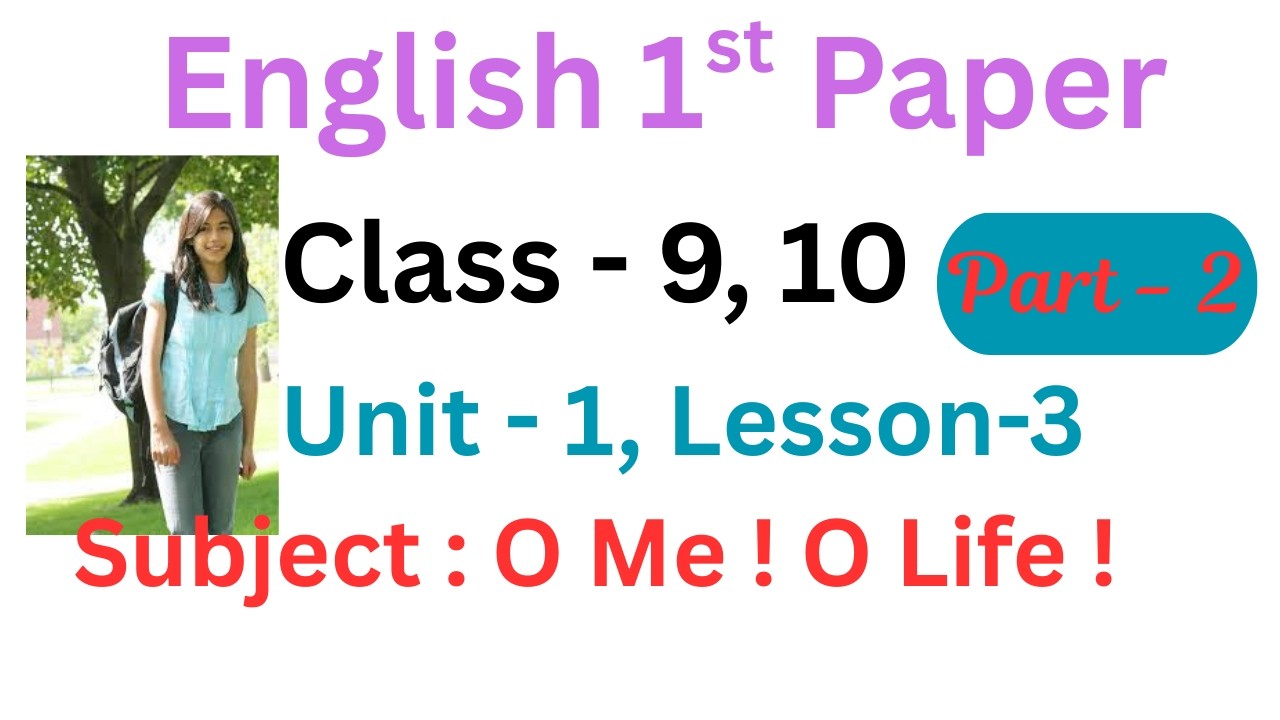 O Me! O Life! Writer Walt Whitman- Part - 2 – Details in Bangla Theme and summary, Question,