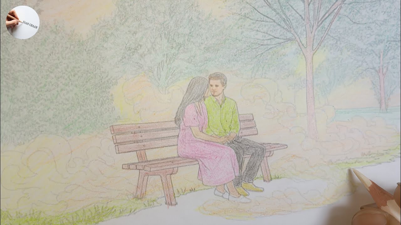 A couple👫 is sitting peacefully in the garden 🏡👫, together 💑, away from the whole world 🗺️🌏 . 