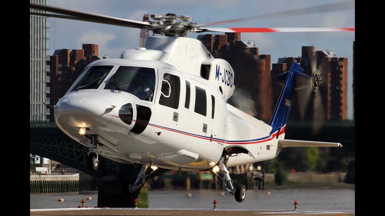 JCB Sikorsky S76 C++ M-JCBC Helicopter / Start Up and Take Off London Battersea Heliport