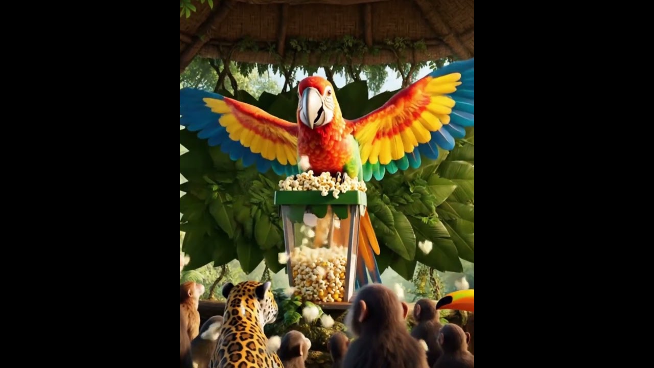 Popcorn magic in the jungle! 🦜🍿#DreamyDays #PopcornMagic#JungleVibes#ParrotParty #KawaiiWild#Cartoon