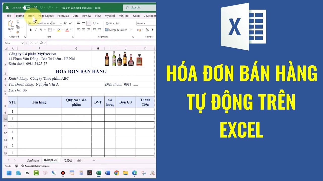 Tạo Hóa Đơn Bán Hàng tự động trên Excel có gợi ý tìm kiếm sản phẩm