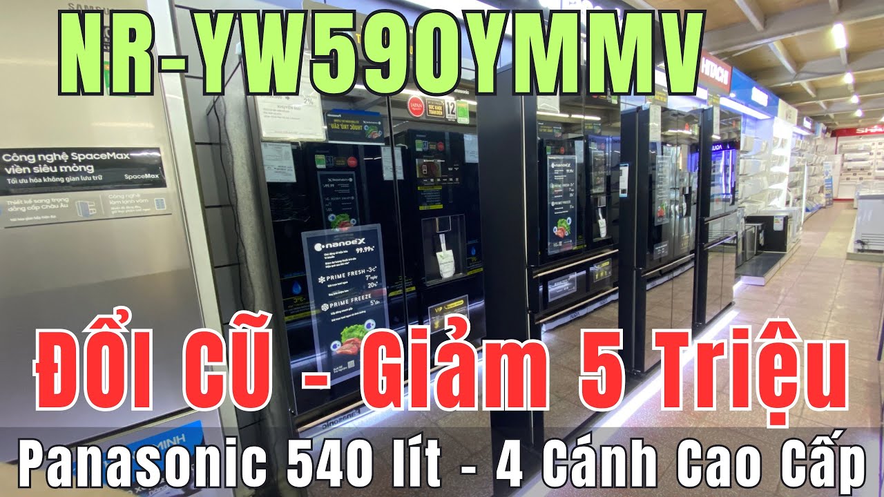 Tủ lạnh Panasonic 540 lít NR-YW590YMMV dòng 4 cánh Full tính năng | Chân Ngắn RV