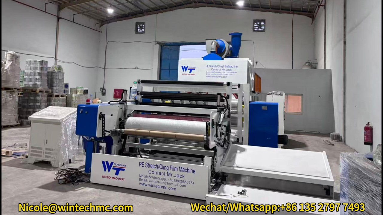 Reliable & Durable 1.5M Jumbo Roll Stretch Film Production Line，50KG Big Roll Stretch Film Machine
