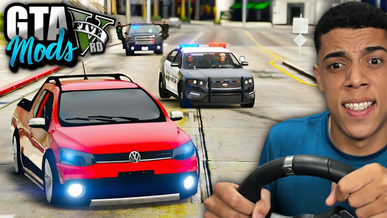 FUGA DA POLICIA DE SAVEIRO CROSS REBAIXADA NO VOLANTE! ( IMPOSSÍVEL ) - GTA 5 MODS