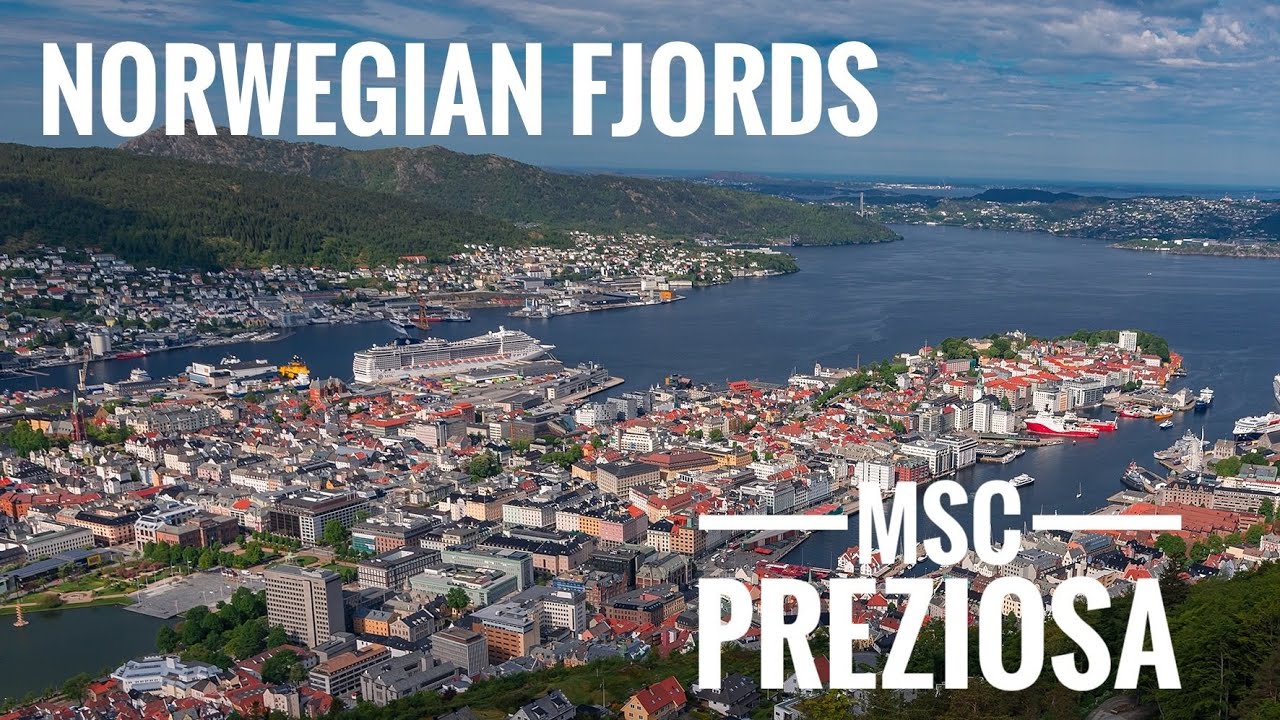NORWEGIAN FJORDS MSC PREZIOSA  KIEL - BERGEN - ALESUND - STAVANGER - MALOY  4K
