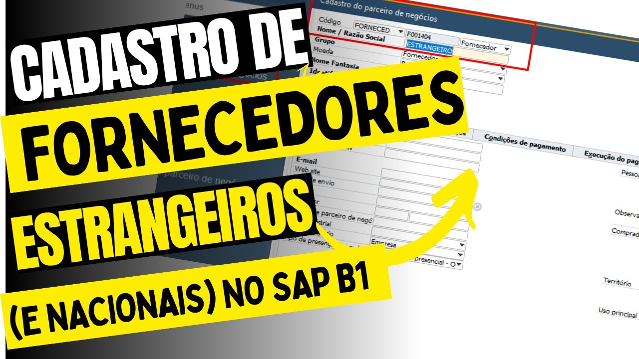 CADASTRO FORNECEDORES NACIONAL E EXTERIOR (IMPORTAÇÃO) SAP B1