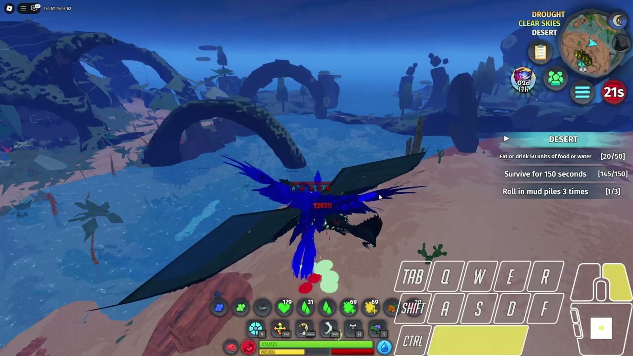 20+ Minutes of raw, unedited Blue Corvurax Kosing gameplay! - Creatures of Sonaria (input overlay)