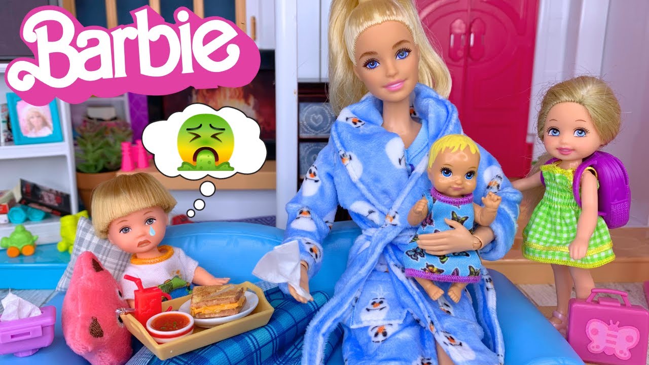 Barbie & Ken Doll Family Get Well Routine - Tommy is Sick