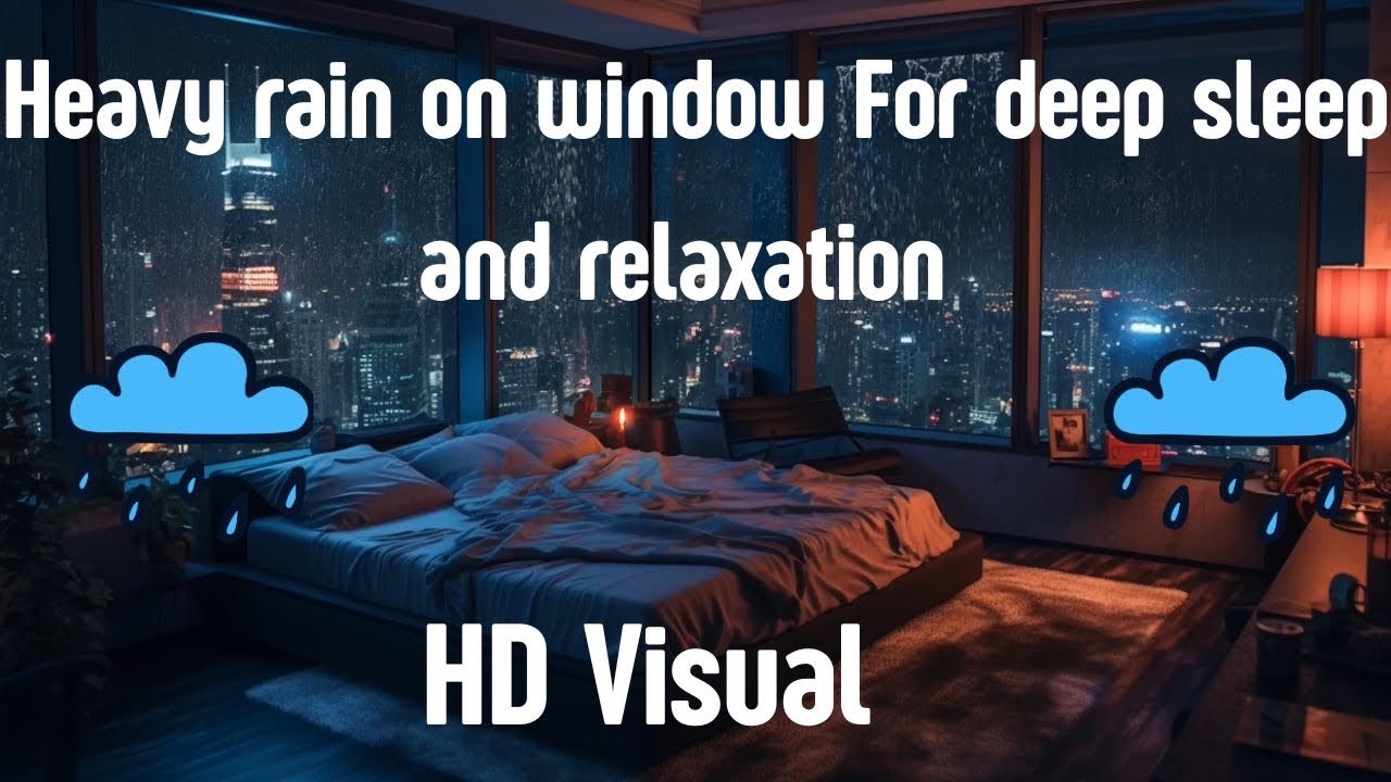 Relaxing rain on Window for Deep Sleep & Relaxation (8 Hours) 窓に当たる雨音 #rain #sleep (HD Visual) 
