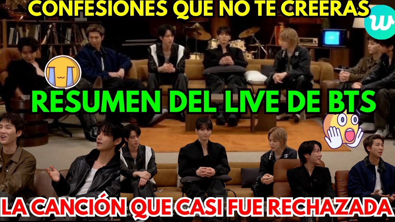 Resumen del live de BTS:  V rechazó una canción, la timidez secreta de JK y Suga desveló a JM!😱