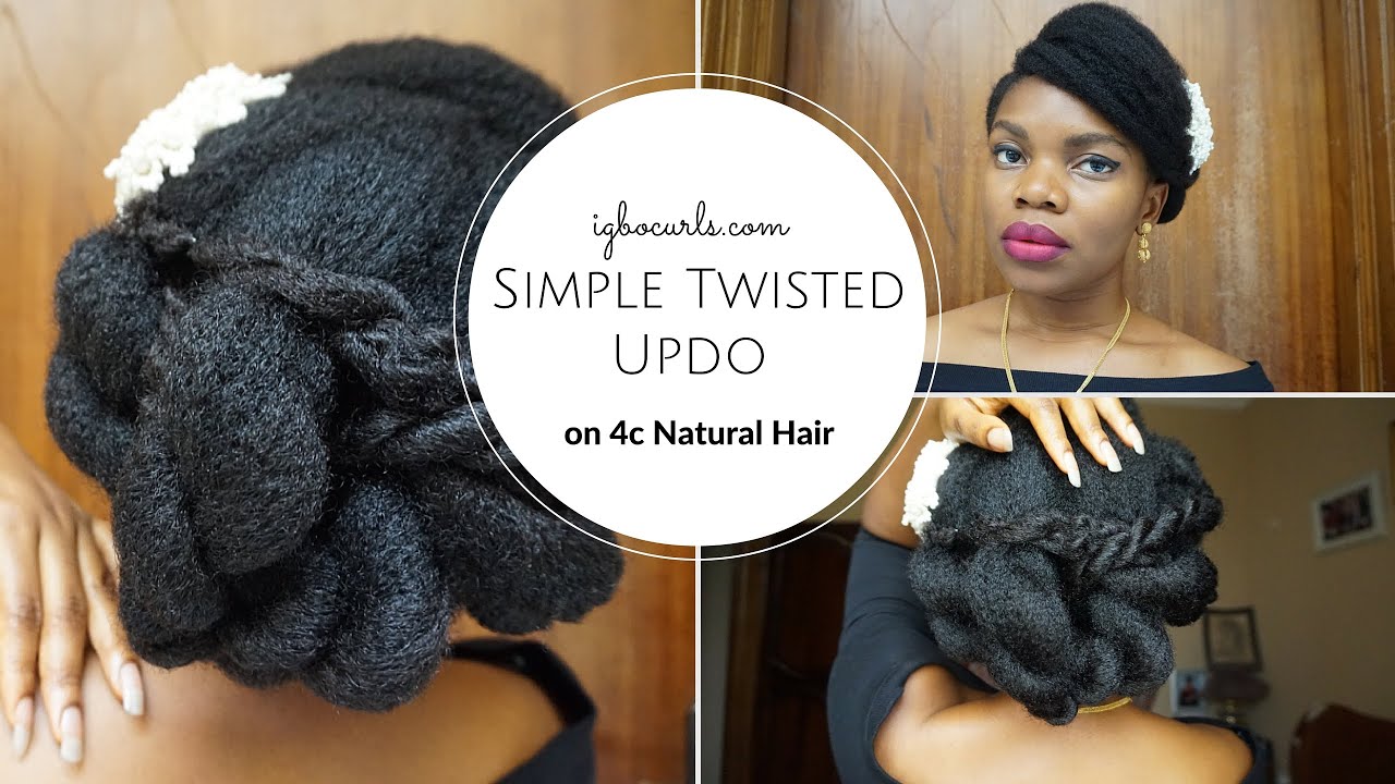 NATURAL HAIRSTYLE ON BLACK NATURAL HAIR- Simple Twisted Updo on 4c Natural Hair (02)