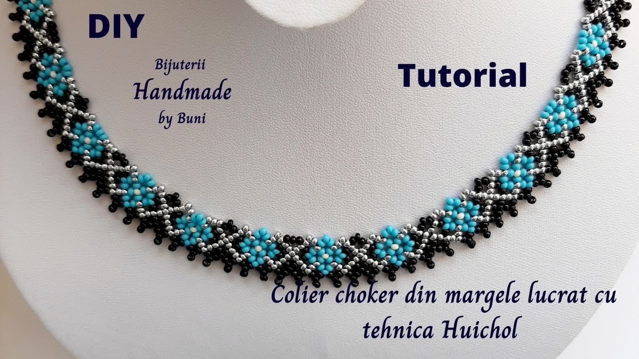 Tutorial Colier  / choker din margele lucrat cu tehnica Huichol / Huichol necklace tutorial