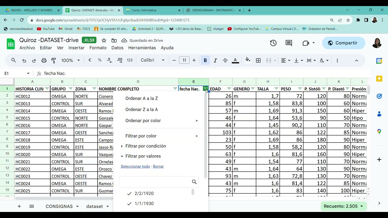 Planilla de Google - aplicar filtros - formato condicional - Grafcos.