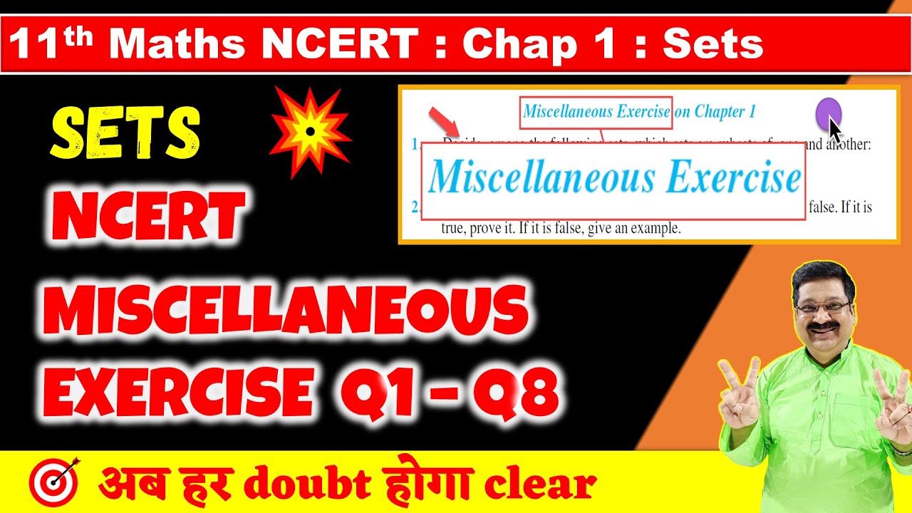 #14 Sets Miscellaneous Exercise  Q1 to Q8, Sets NCERT Class 11 Maths, Class 11 Maths NCERT Chapter 1