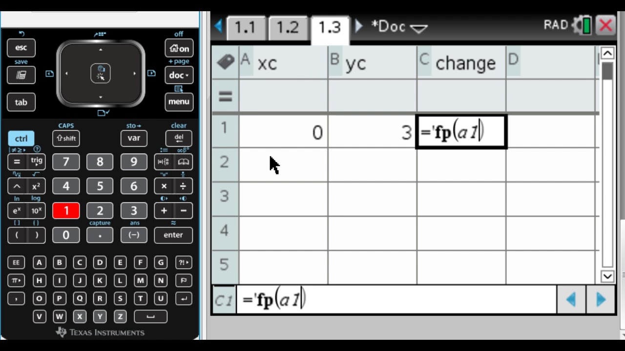Doing Euler's Method in a Spreadsheet on the TI-Nspire