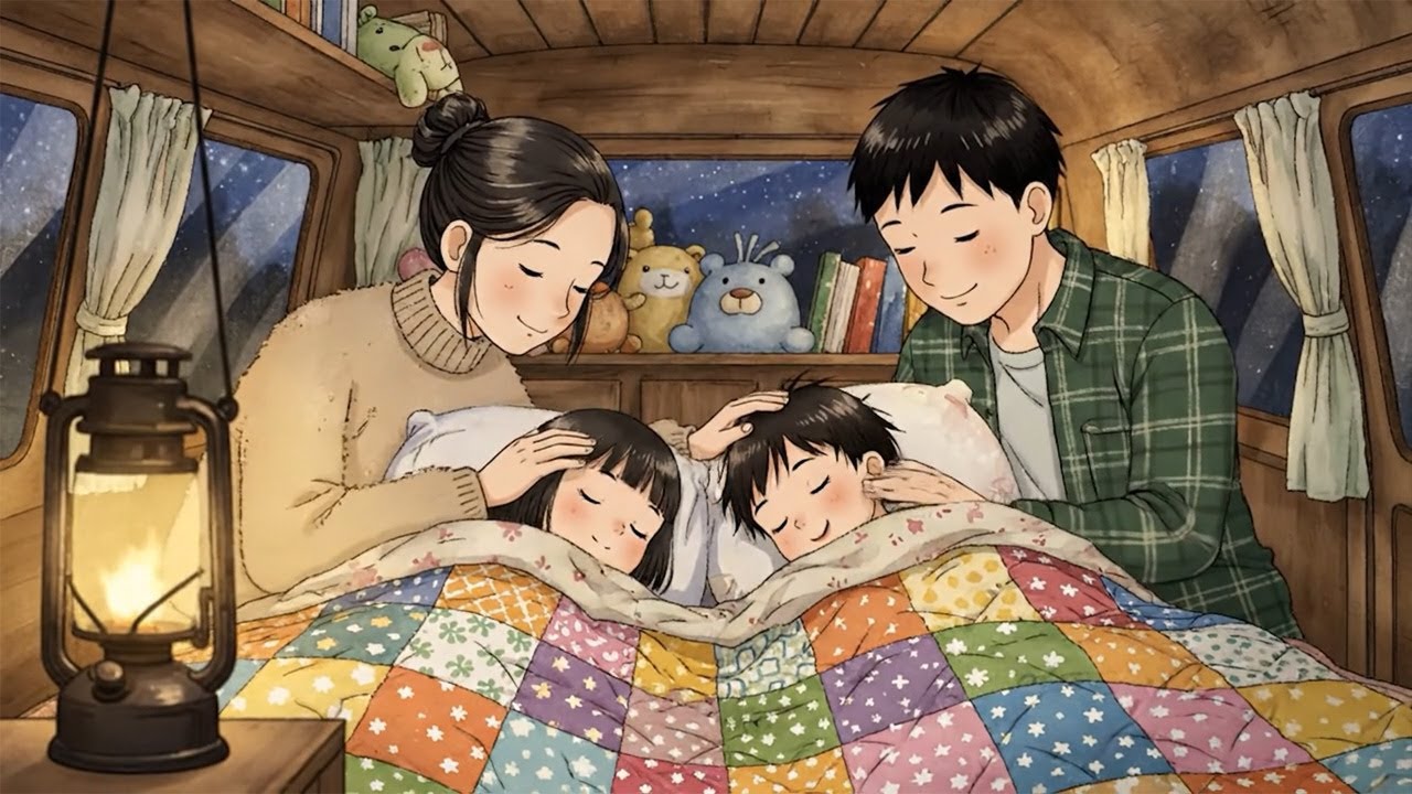 Van Life Harmony: Ramen, Beach Waves, and Fireflies | Ghibli Anime Video